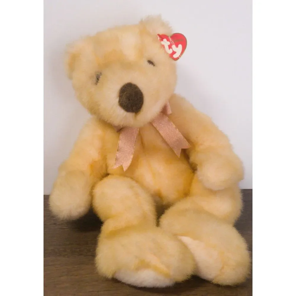 Vintage TY Plush 1999 Butterbeary Golden Brown Teddy Stuffed Animal Org Tags NEW